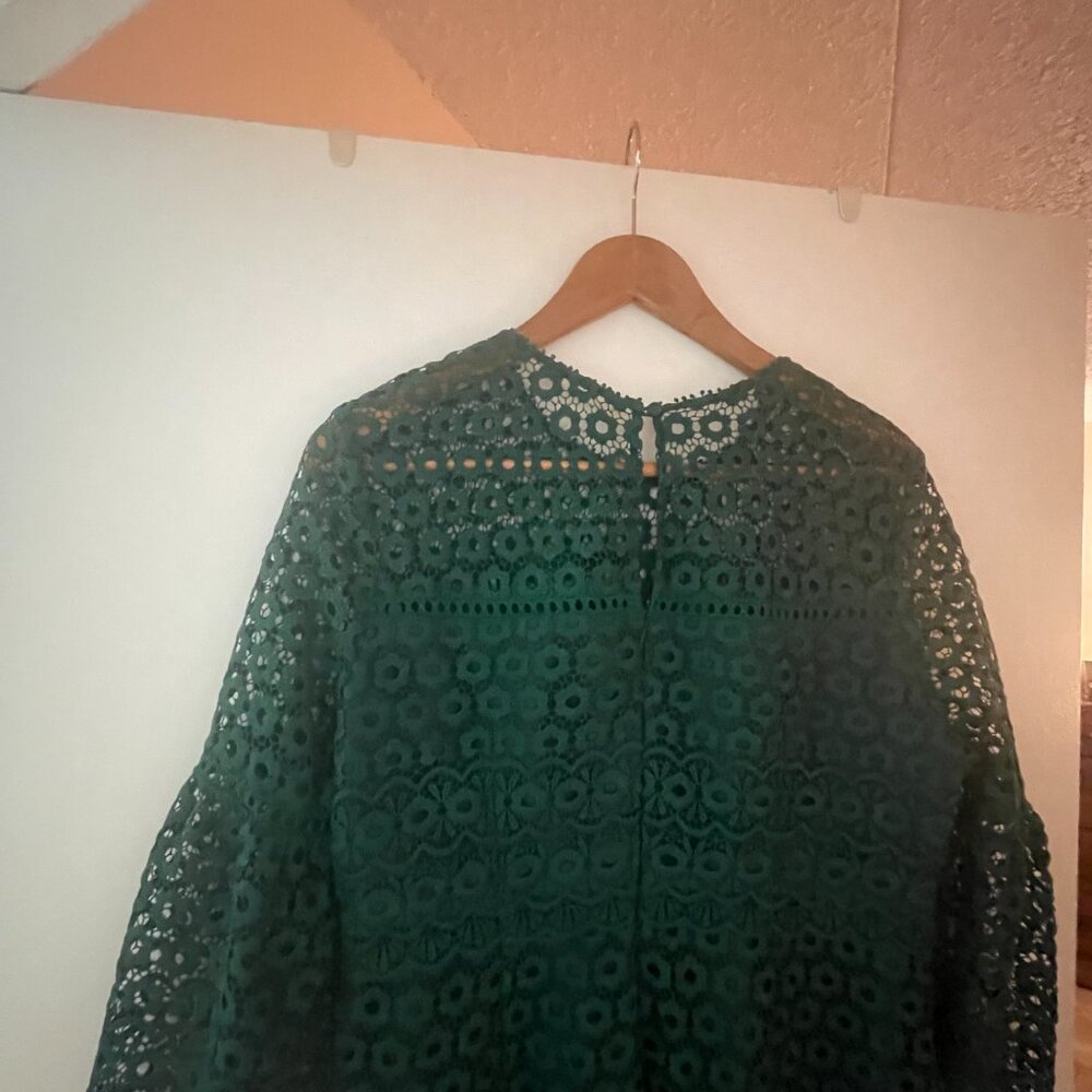 J. Crew Green Long Sleeve Lace Dress - Picture 4 of 8